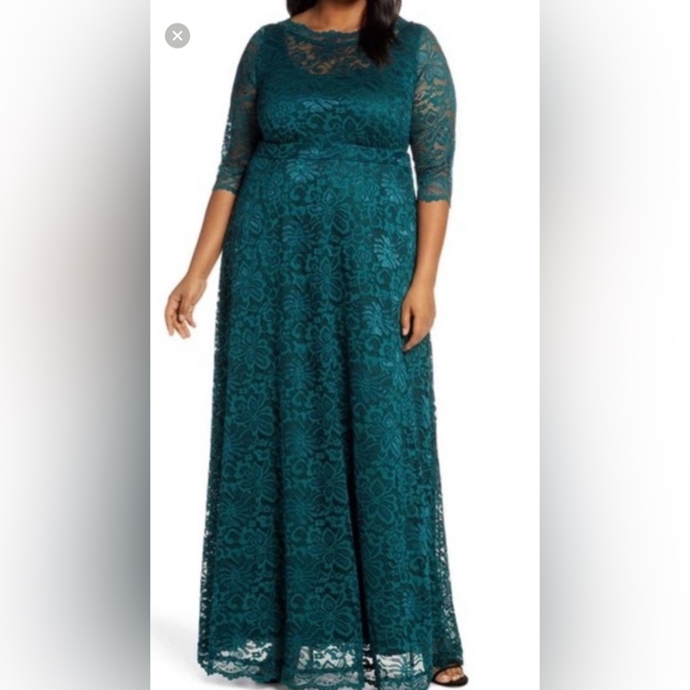 Kiyonna Leona emerald Green Lace Gown, 1X